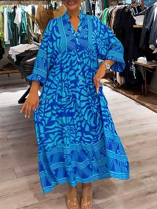 Fiorabelle | Women's V Neck Flowy Dress with Loose Fit and Tummy Control