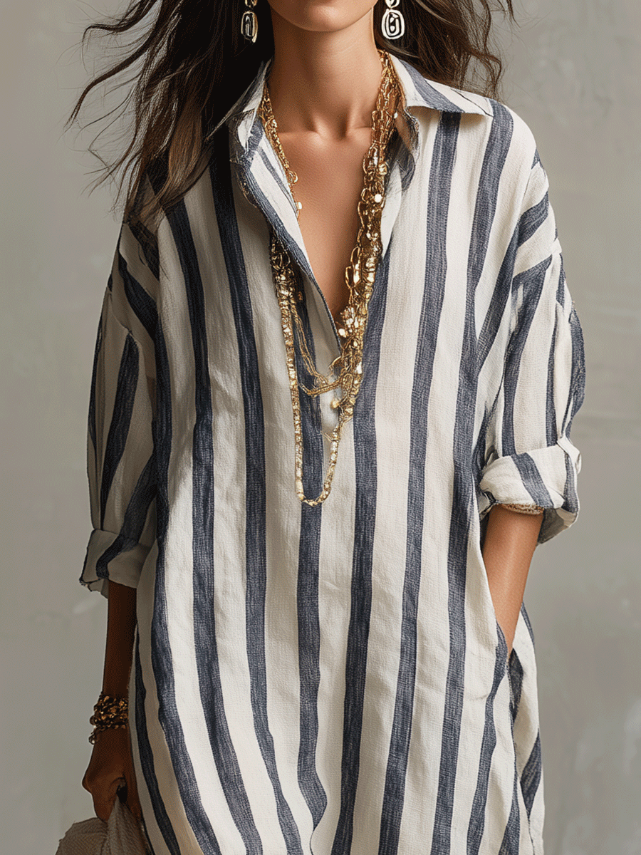 Brielle | Bohemian Maxi Dress with Casual Striped Design