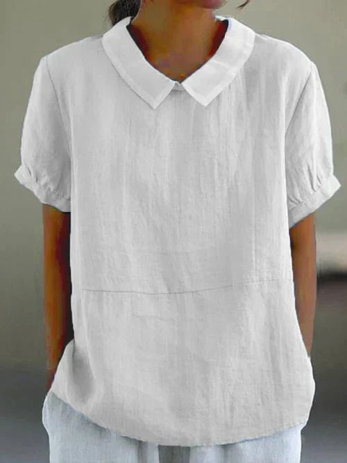 Audra | Short Sleeve Casual Top with Peter Pan Collar