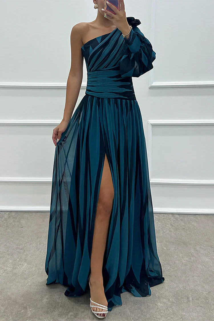 Bonnie | Elegant Striped One Shoulder Maxi Dress