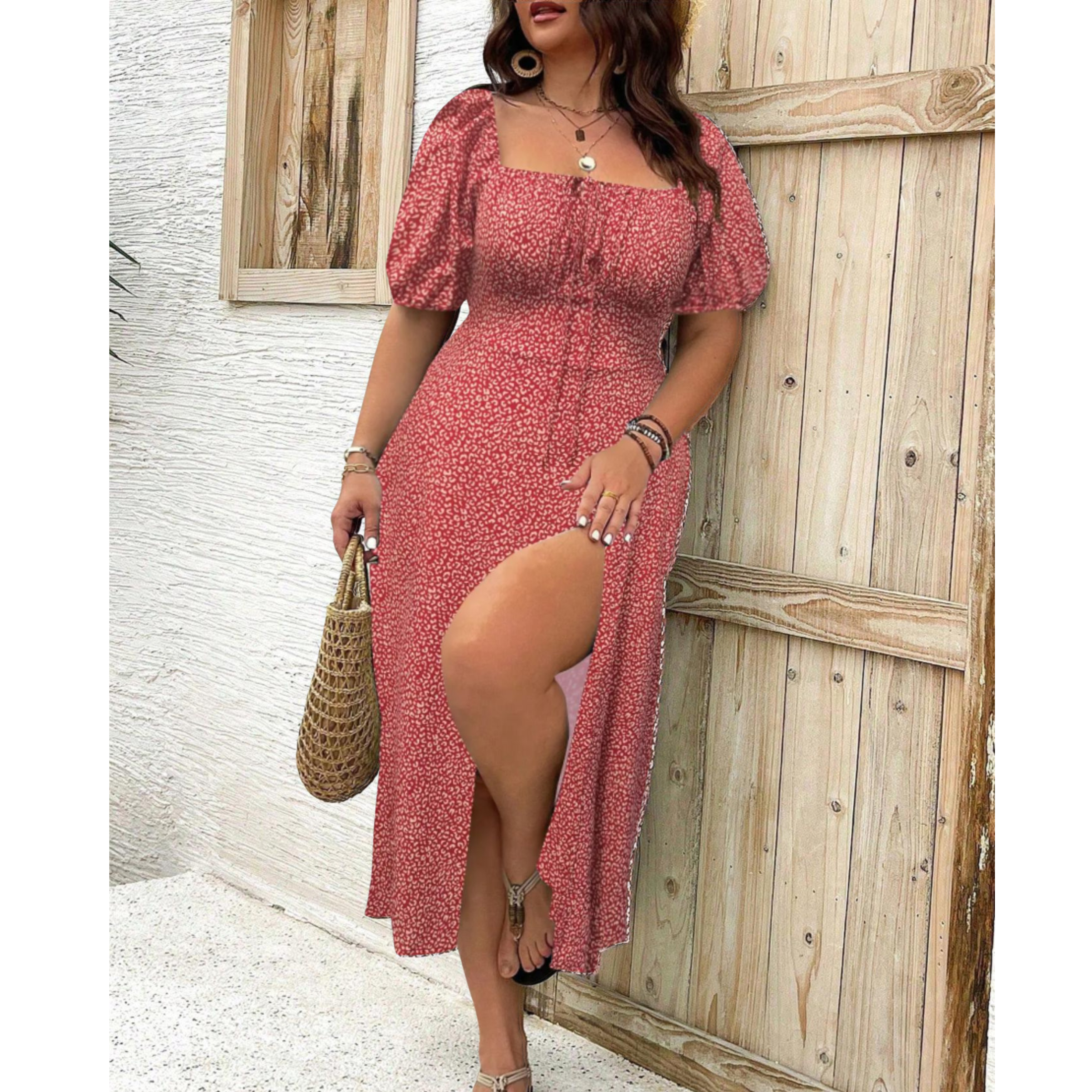 Eleanor | Classy Plus Size Puff Sleeve Maxi Dress