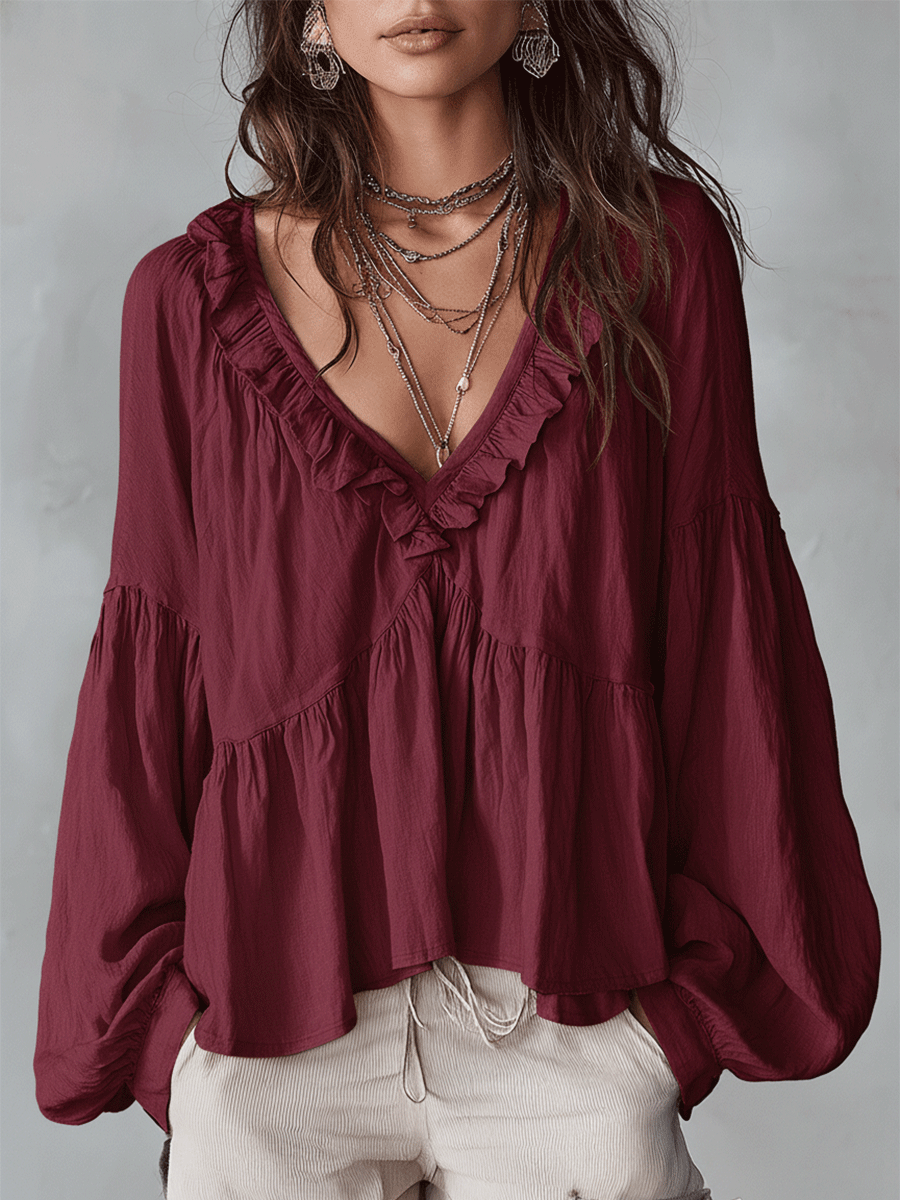 Clara | Women's Long Sleeve Bohemian Loose Fit Blouse