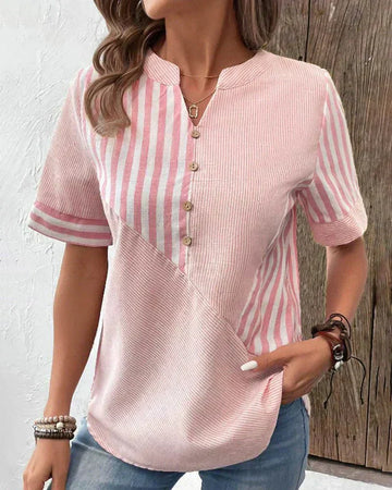 Elodie | Striped Blouse with Short Sleeves