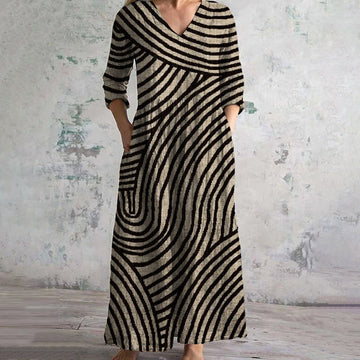 Beatrice | Women's Vintage Striped Dress with Short Sleeves and A-Line Silhouette