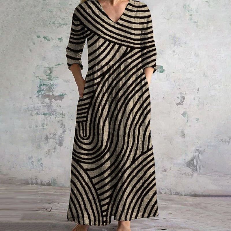 Beatrice | Women's Vintage Striped Dress with Short Sleeves and A-Line Silhouette