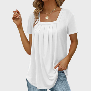 Emerson | Pleated Square-Neck Top
