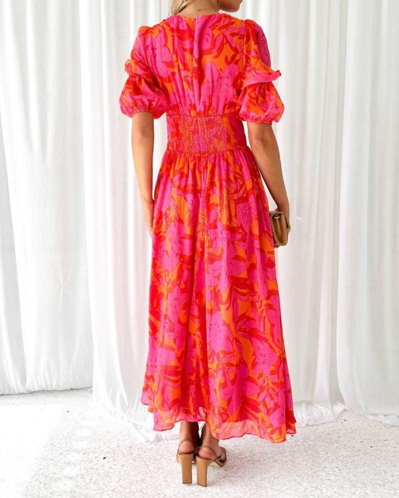 Brittany | Elegant Maxi Dress in Red Pink