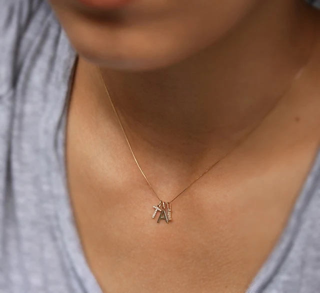 14k Diamond Pav¨¦ Monogram Pendant