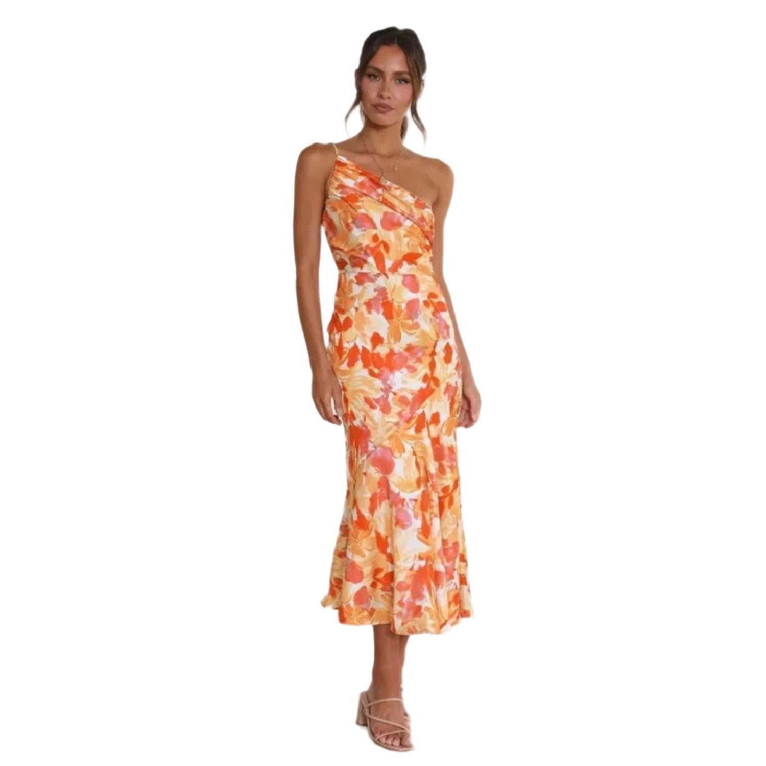 Genevieve | Women's Wedding Guest Floral Asymmetric Midi Dress