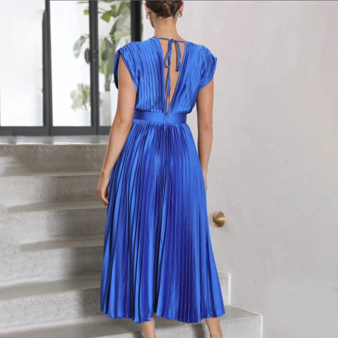 Alora | Women's A-Line Midi Dress with Sleeveless Design and Flowy Skirt
