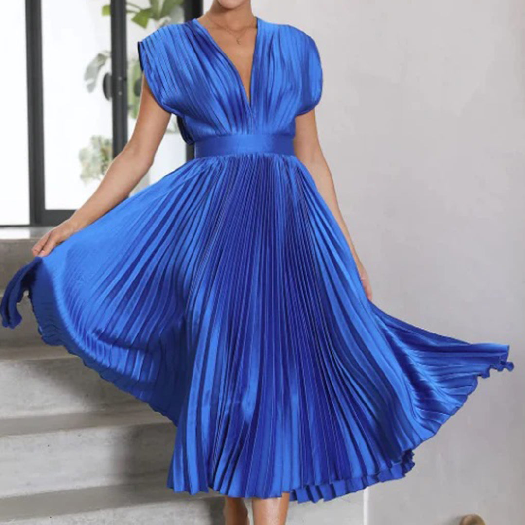 Alora | Women's A-Line Midi Dress with Sleeveless Design and Flowy Skirt