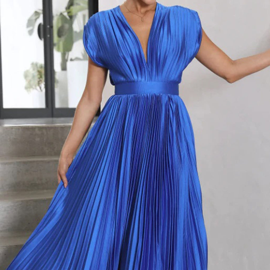 Alora | Women's A-Line Midi Dress with Sleeveless Design and Flowy Skirt