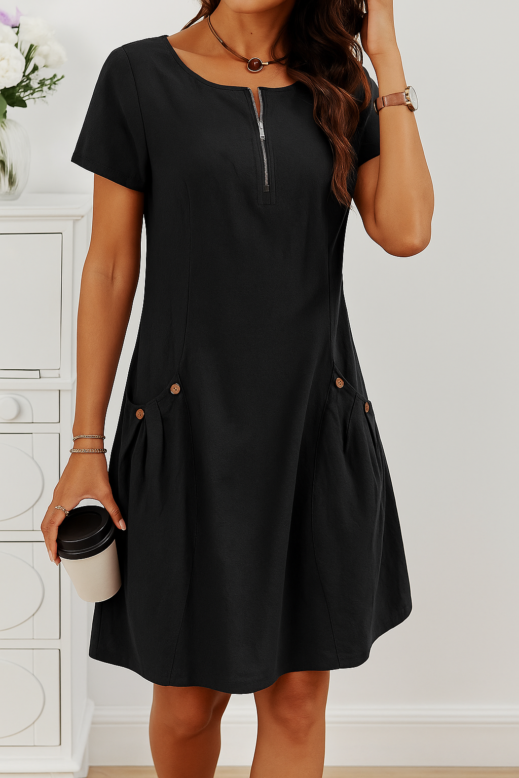 Bennett | Women's Summer Dress with Button Details and A-Line Silhouette