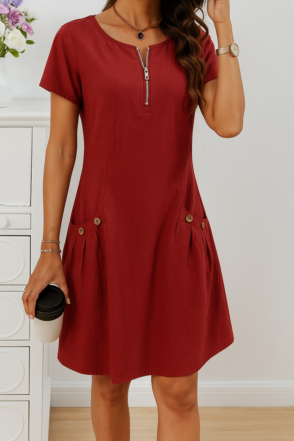Bennett | Women's Summer Dress with Button Details and A-Line Silhouette
