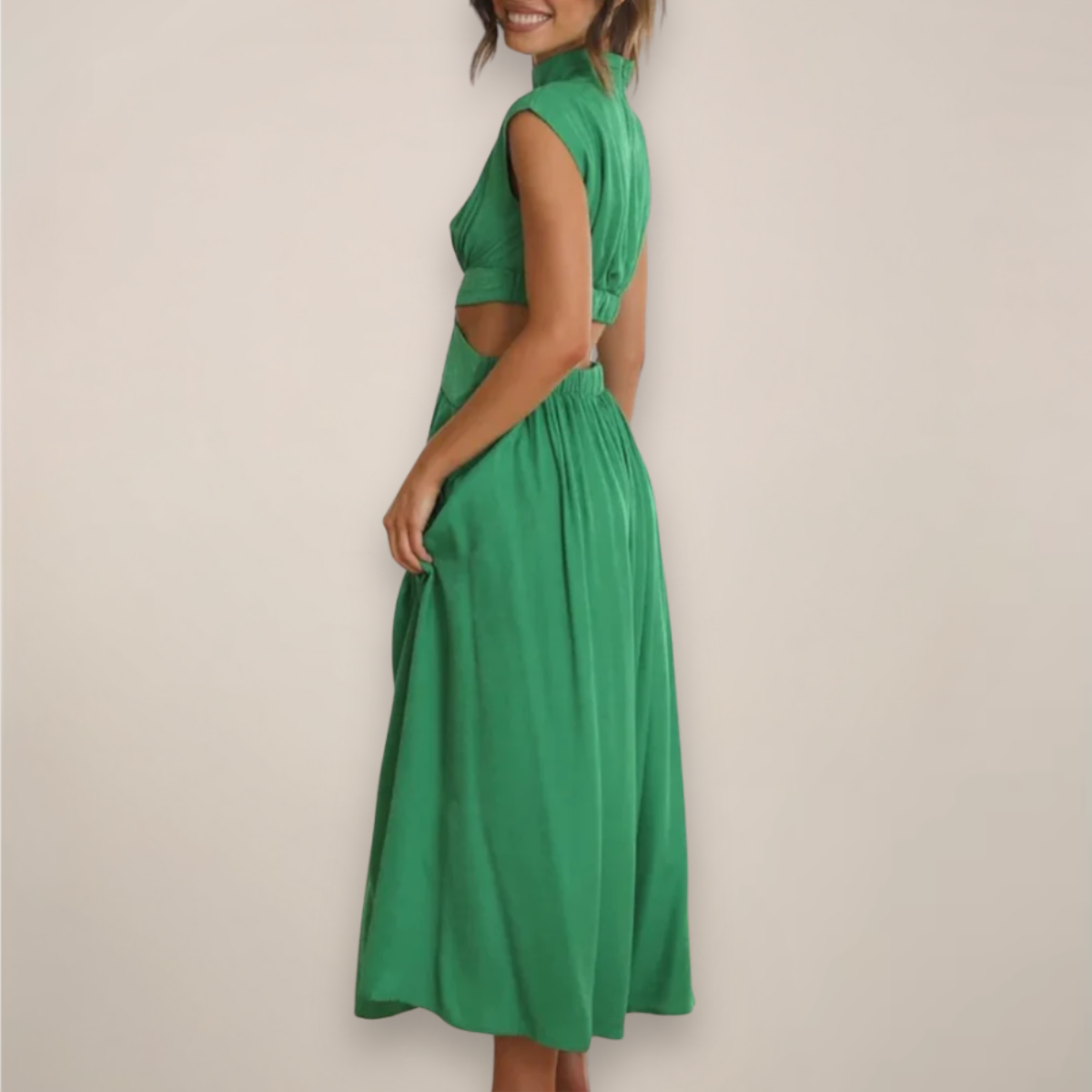Alessia | Stylish Cap Sleeve Maxi Dress Featuring Cut-Out Waist Detail