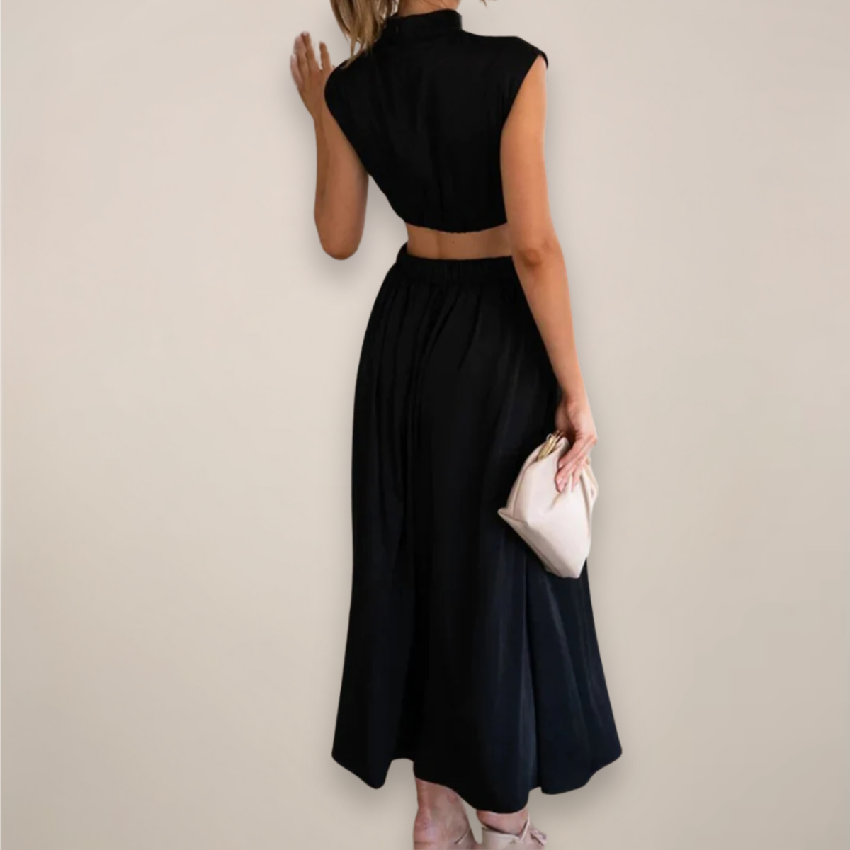 Alessia | Stylish Cap Sleeve Maxi Dress Featuring Cut-Out Waist Detail