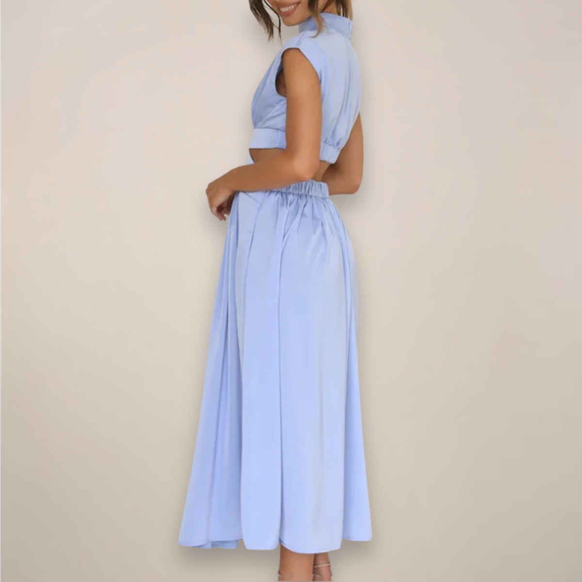Alessia | Stylish Cap Sleeve Maxi Dress Featuring Cut-Out Waist Detail