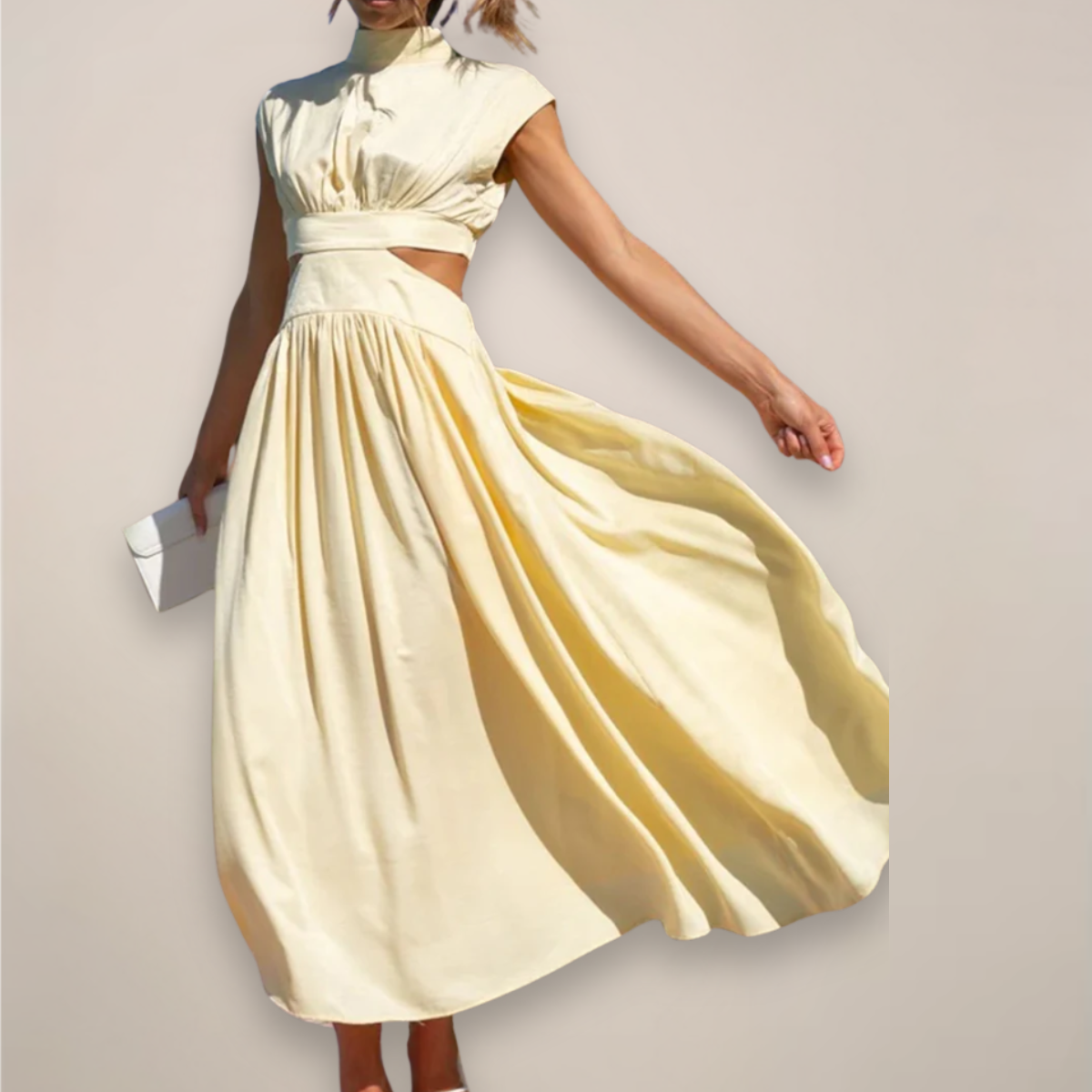 Alessia | Stylish Cap Sleeve Maxi Dress Featuring Cut-Out Waist Detail
