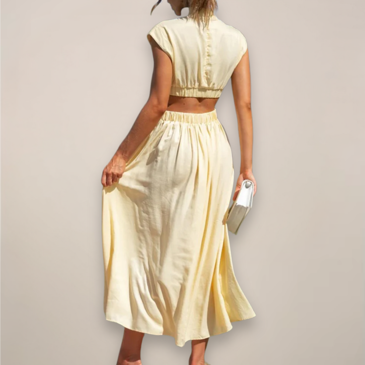 Alessia | Stylish Cap Sleeve Maxi Dress Featuring Cut-Out Waist Detail