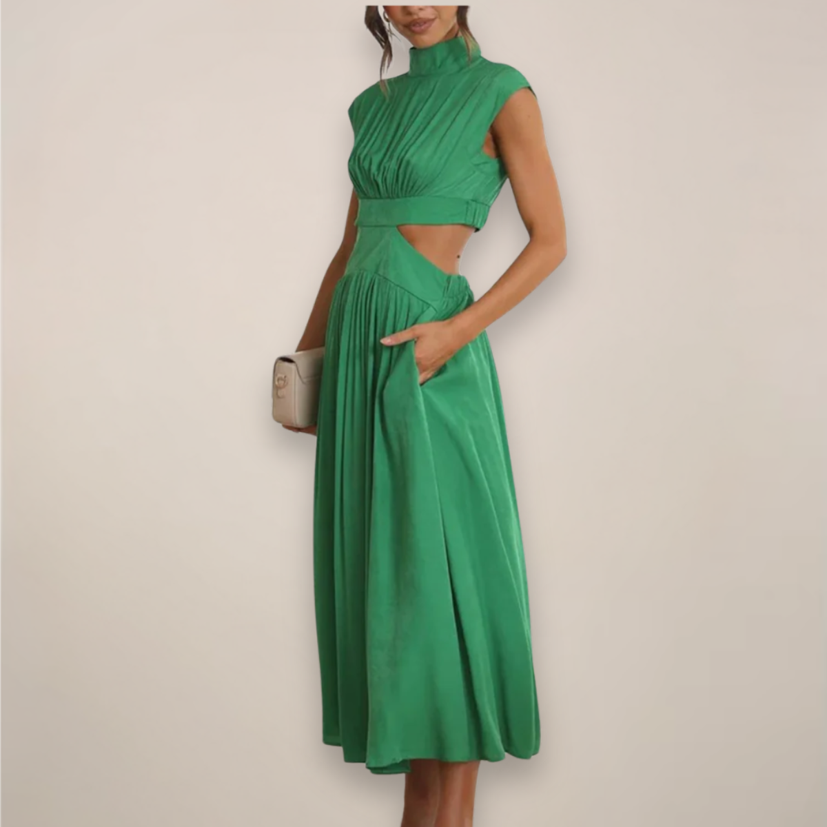Alessia | Stylish Cap Sleeve Maxi Dress Featuring Cut-Out Waist Detail