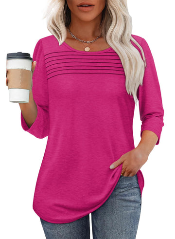 Delaney | Pleated Chest Top with 3/4 Sleeves