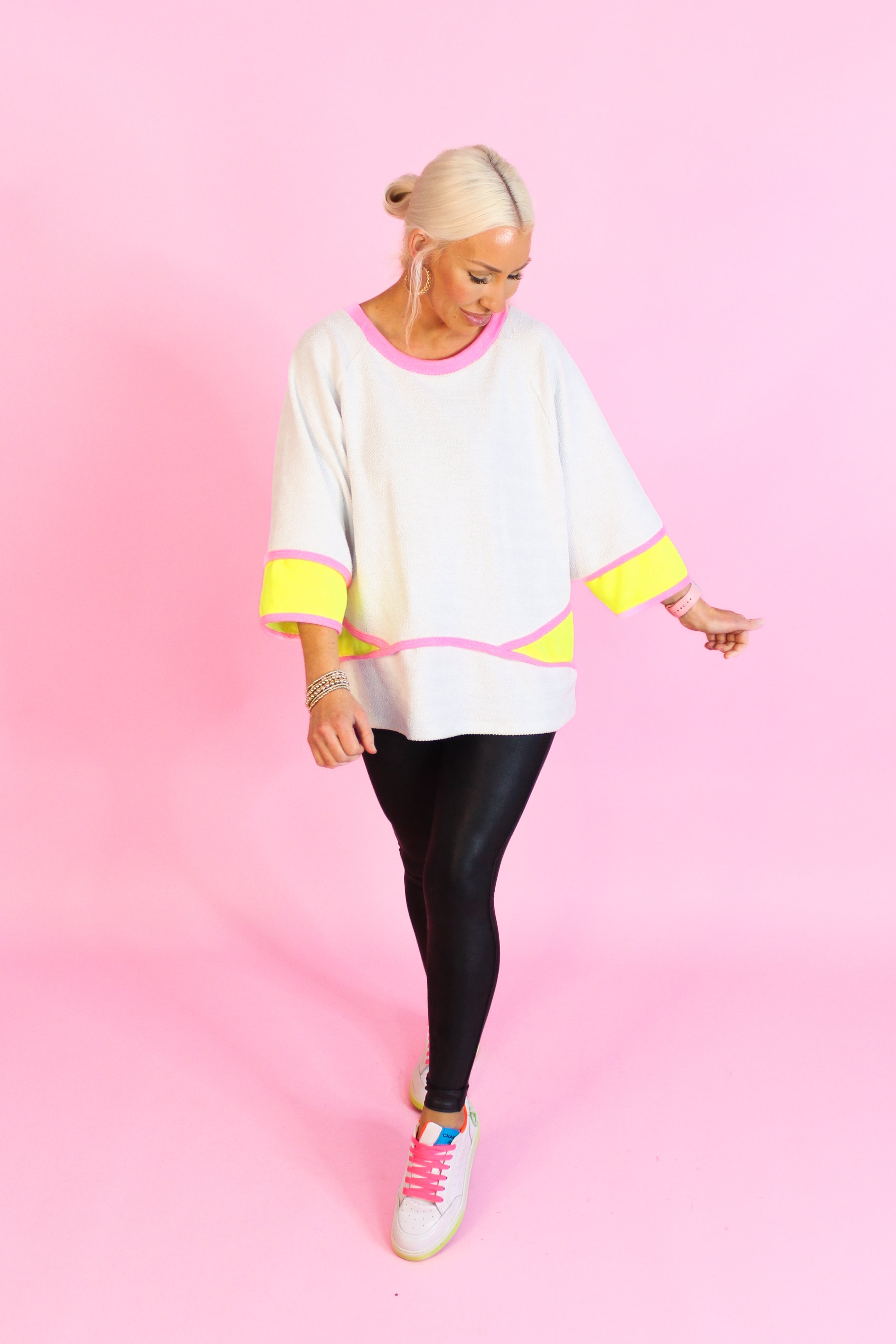 Gray and Neon Oversized Top