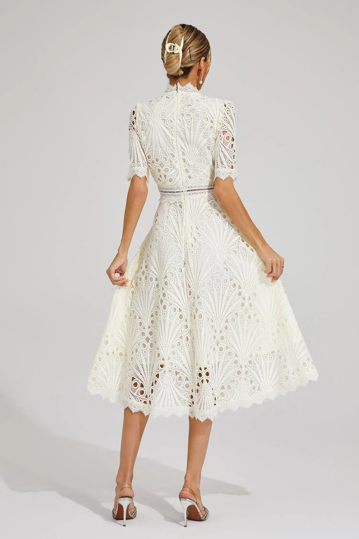 Gabriella | Elegant Lace Midi Dress for Weddings and Special Occasions