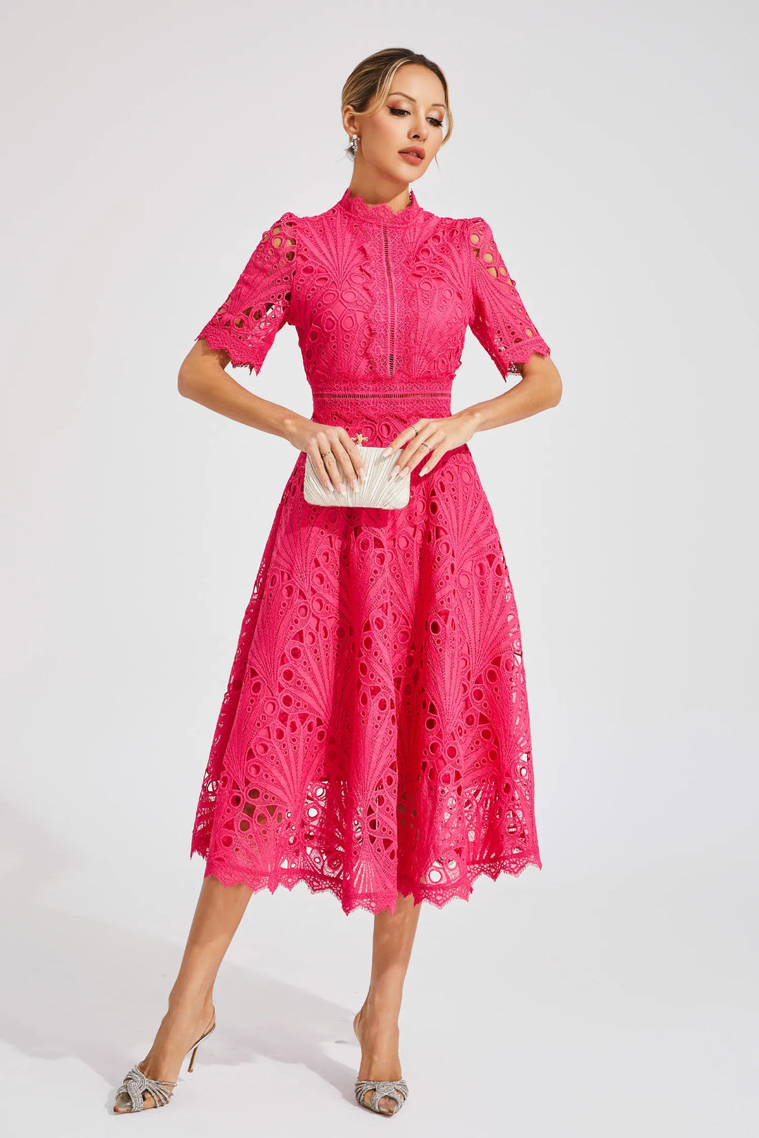 Gabriella | Elegant Lace Midi Dress for Weddings and Special Occasions