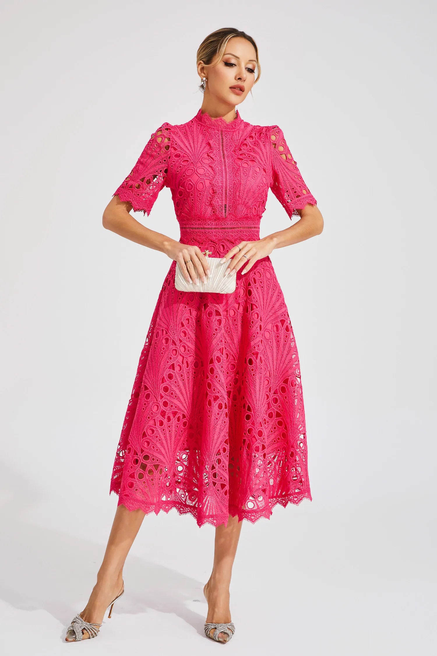 Gabriella | Elegant Lace Midi Dress for Weddings and Special Occasions