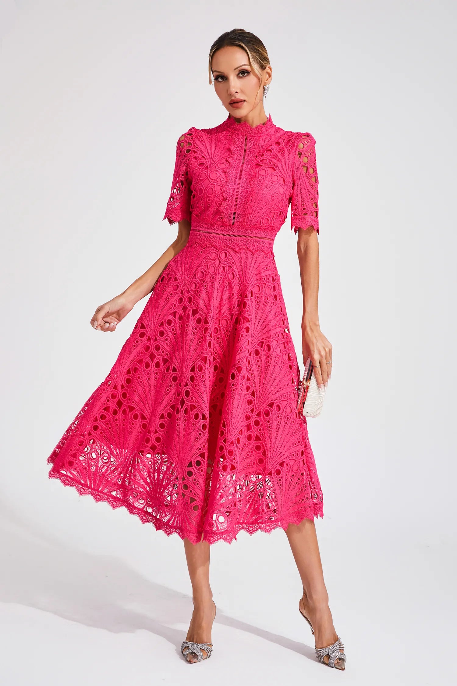 Gabriella | Elegant Lace Midi Dress for Weddings and Special Occasions