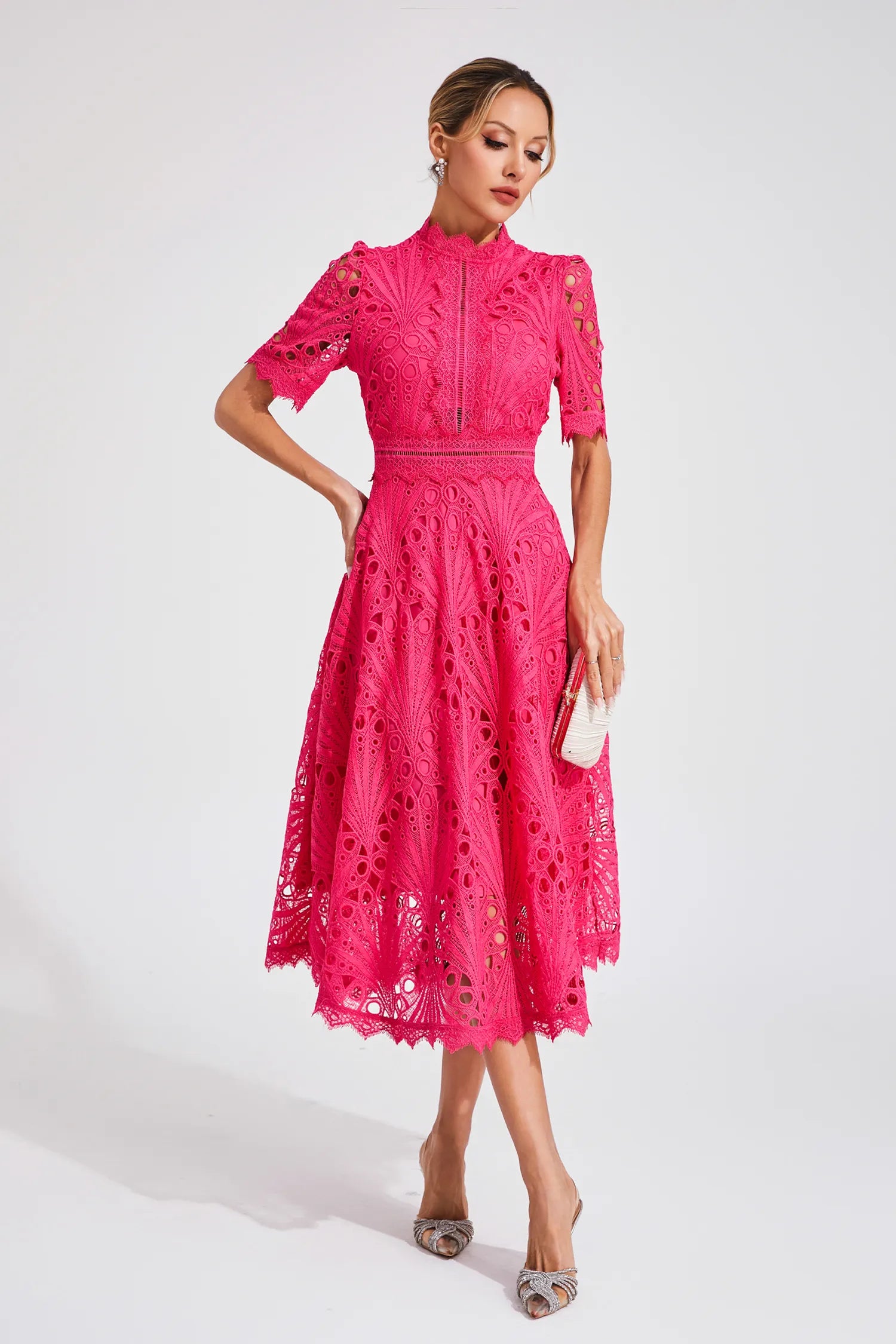 Gabriella | Elegant Lace Midi Dress for Weddings and Special Occasions