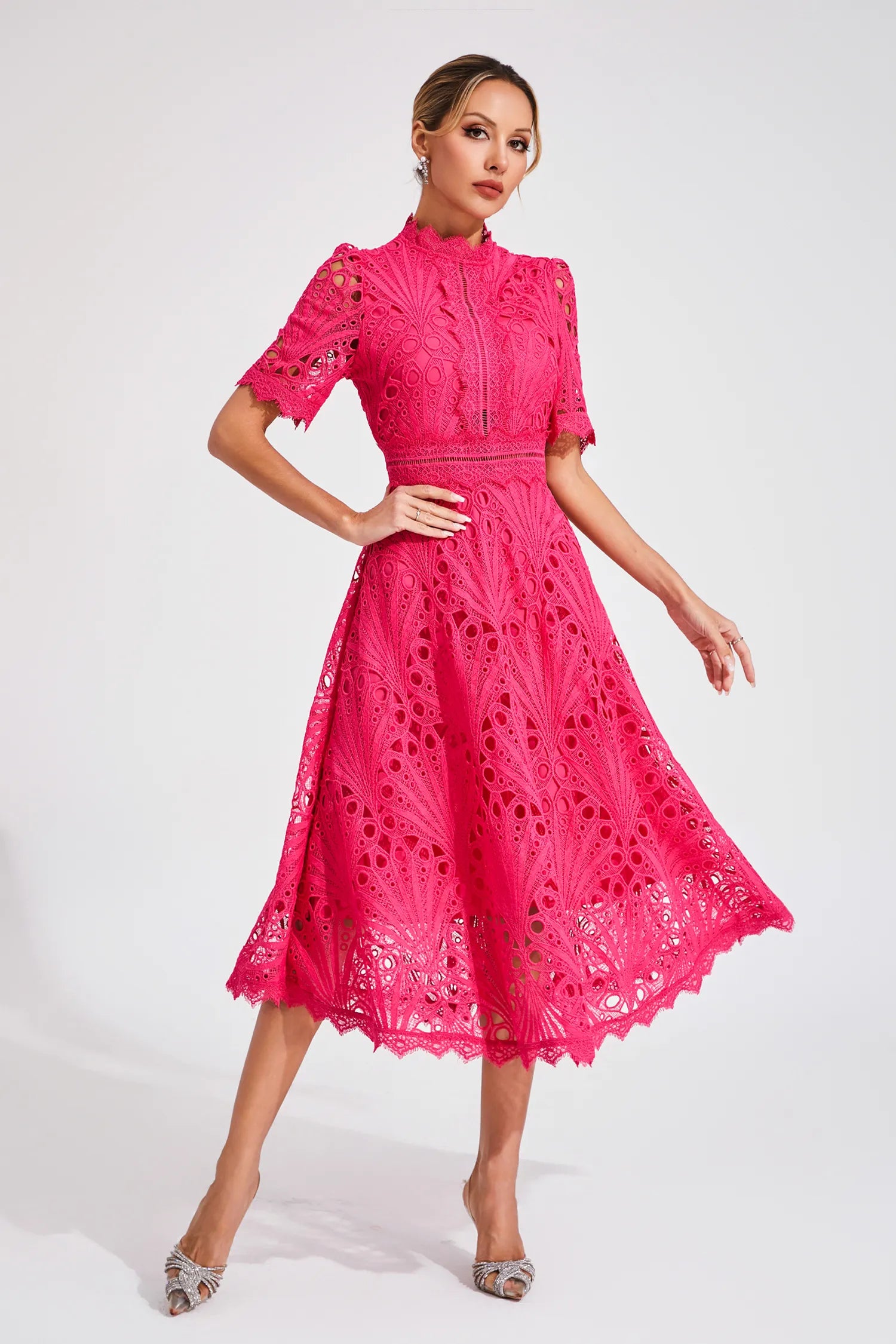 Gabriella | Elegant Lace Midi Dress for Weddings and Special Occasions