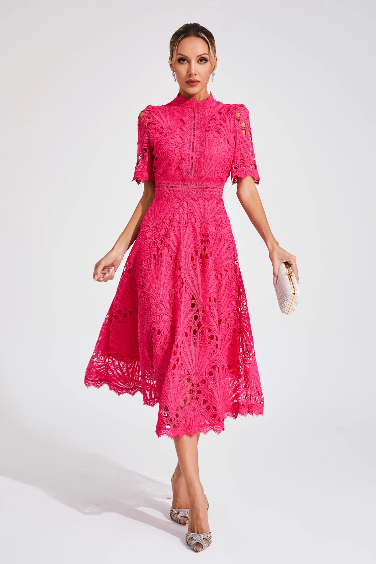 Gabriella | Elegant Lace Midi Dress for Weddings and Special Occasions