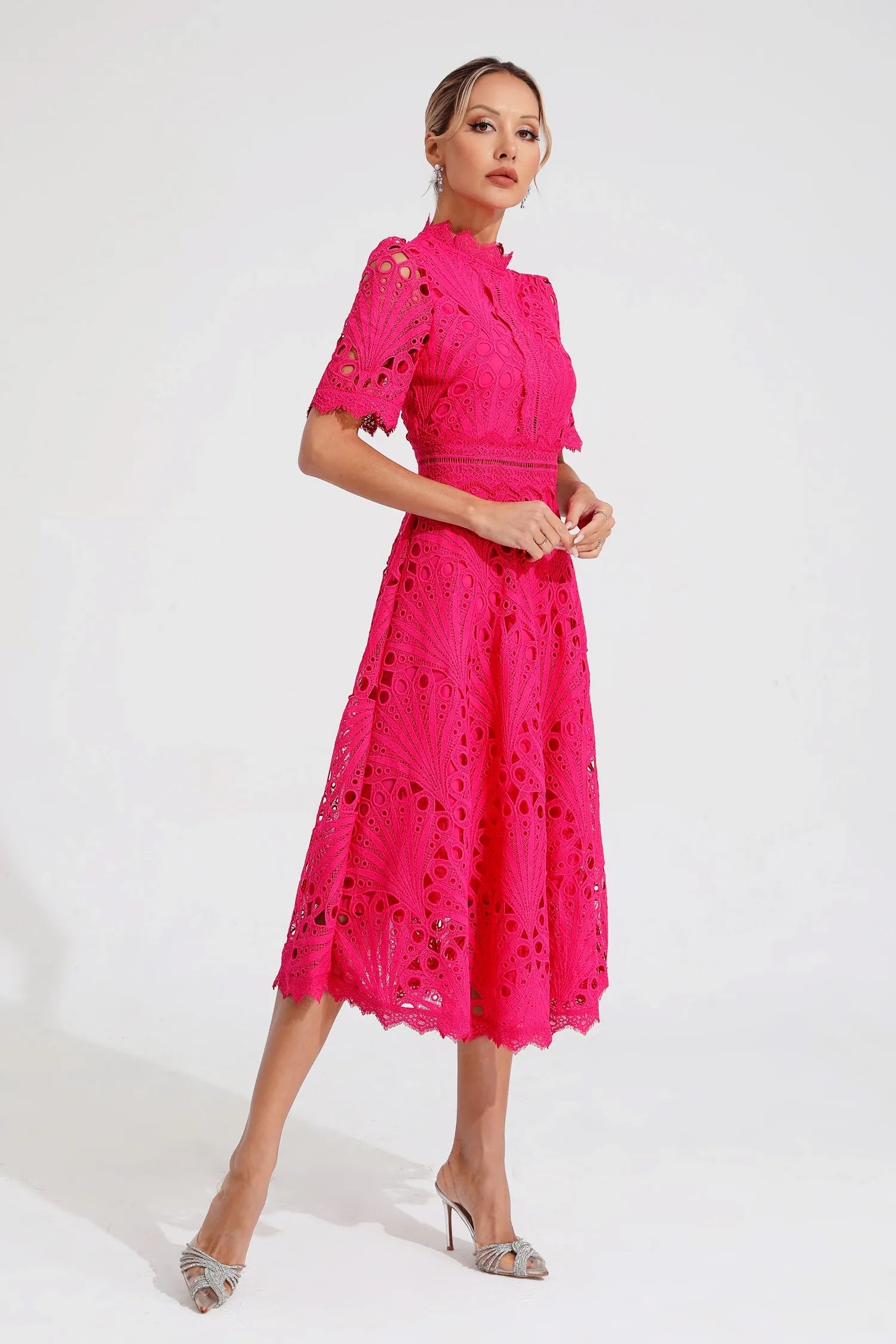 Gabriella | Elegant Lace Midi Dress for Weddings and Special Occasions