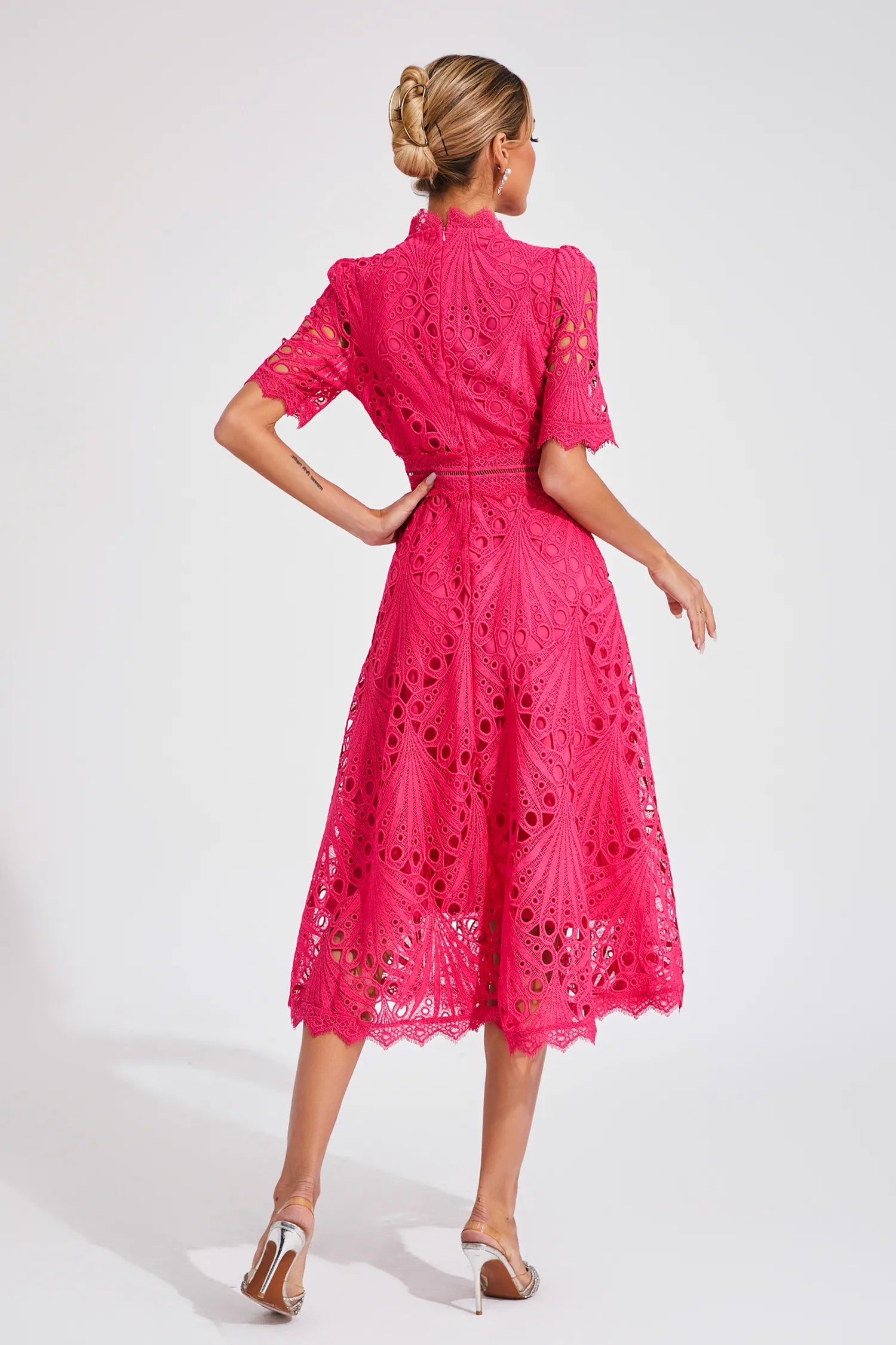 Gabriella | Elegant Lace Midi Dress for Weddings and Special Occasions