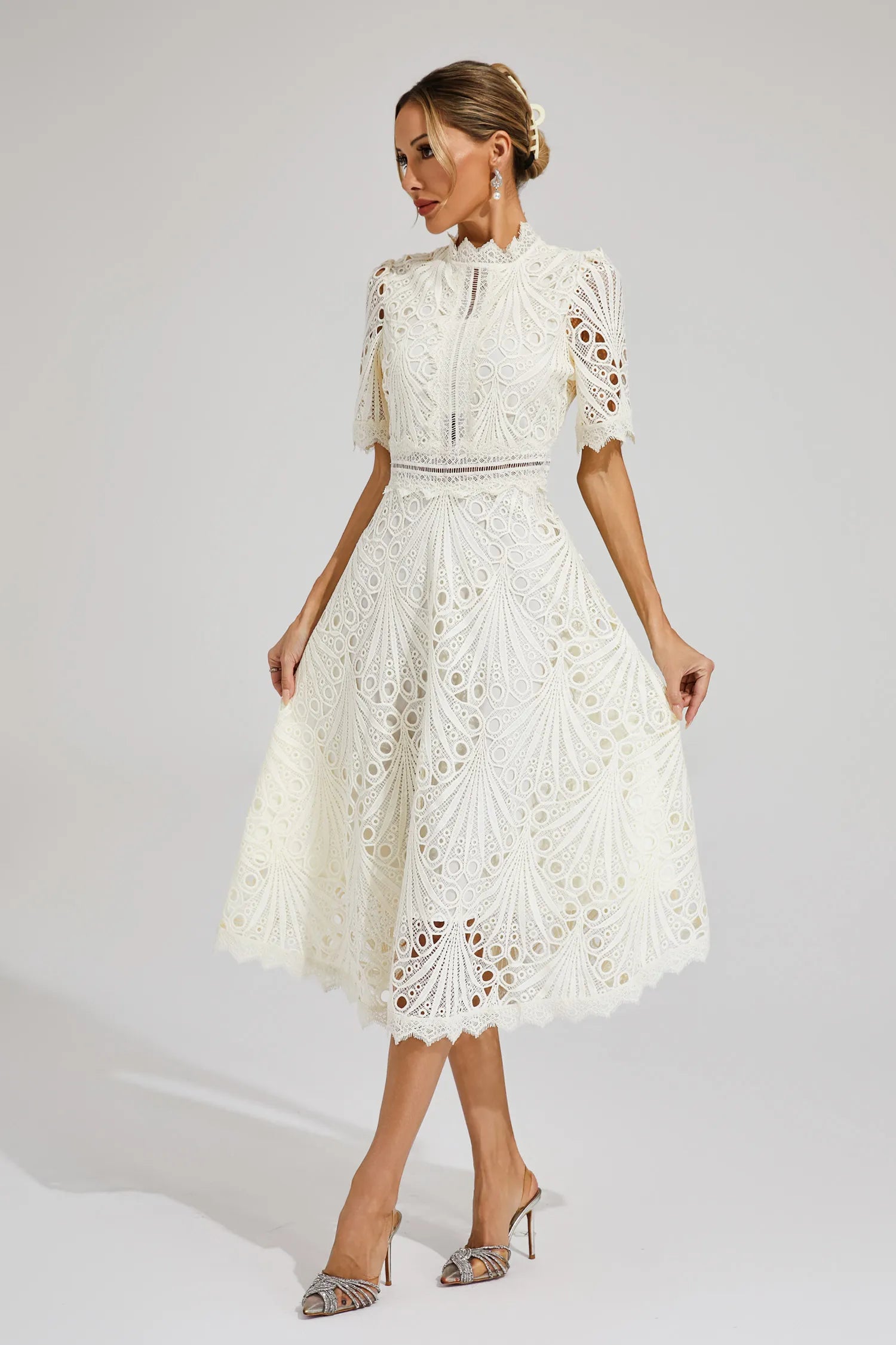 Gabriella | Elegant Lace Midi Dress for Weddings and Special Occasions