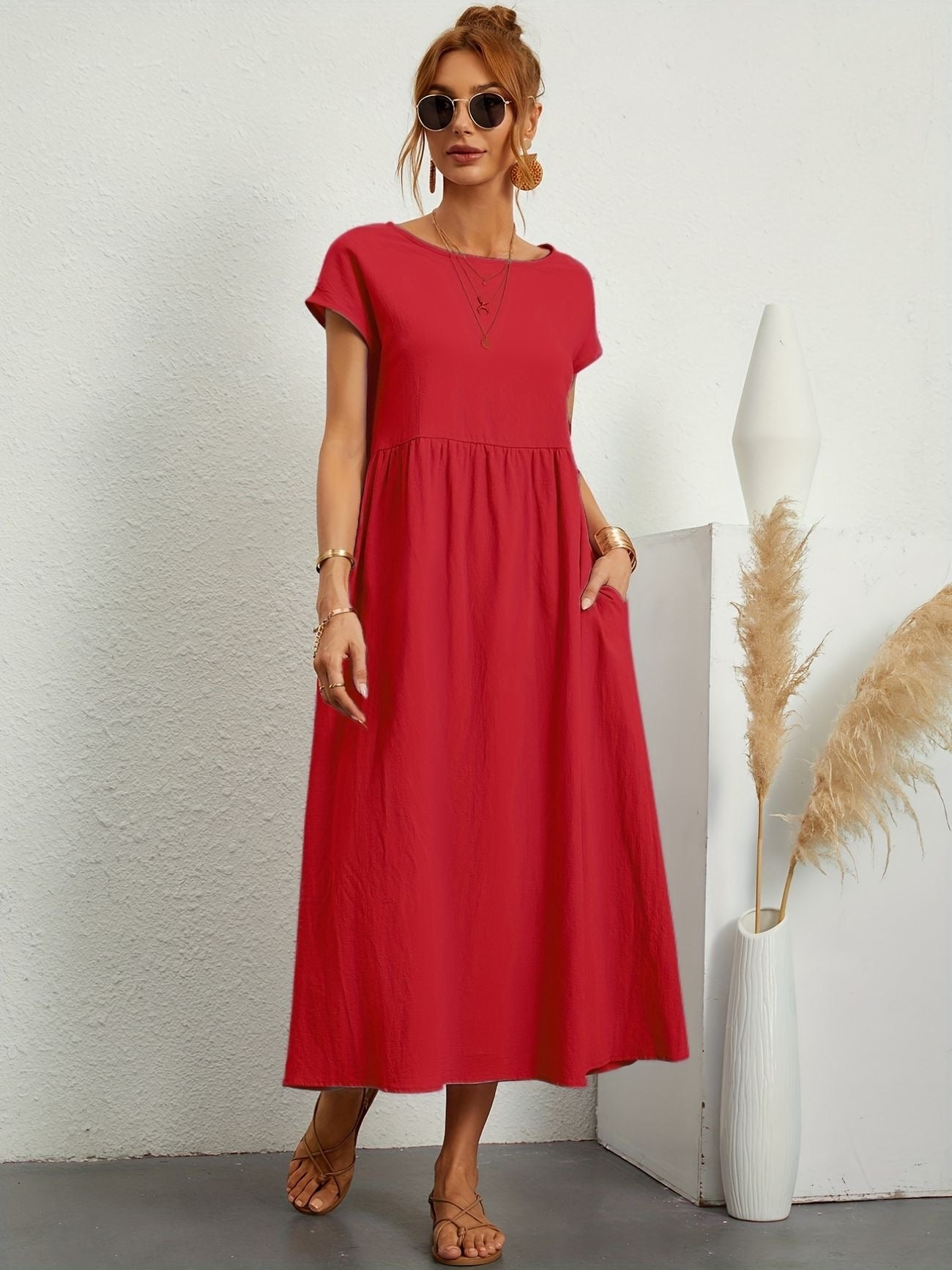 Clara | Women's Lightweight Dress with Short Sleeves and A-Line Cut