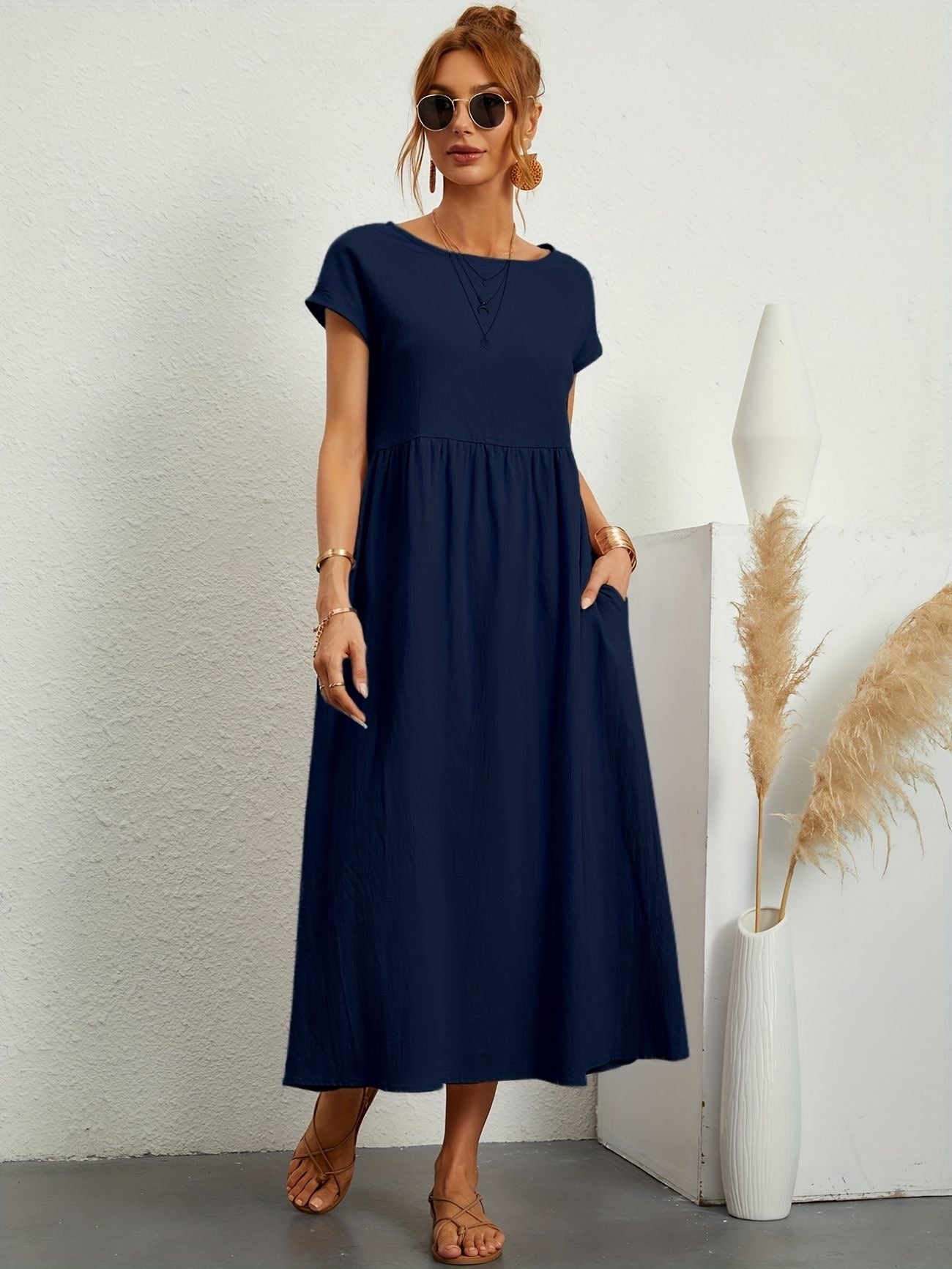Clara | Women's Lightweight Dress with Short Sleeves and A-Line Cut