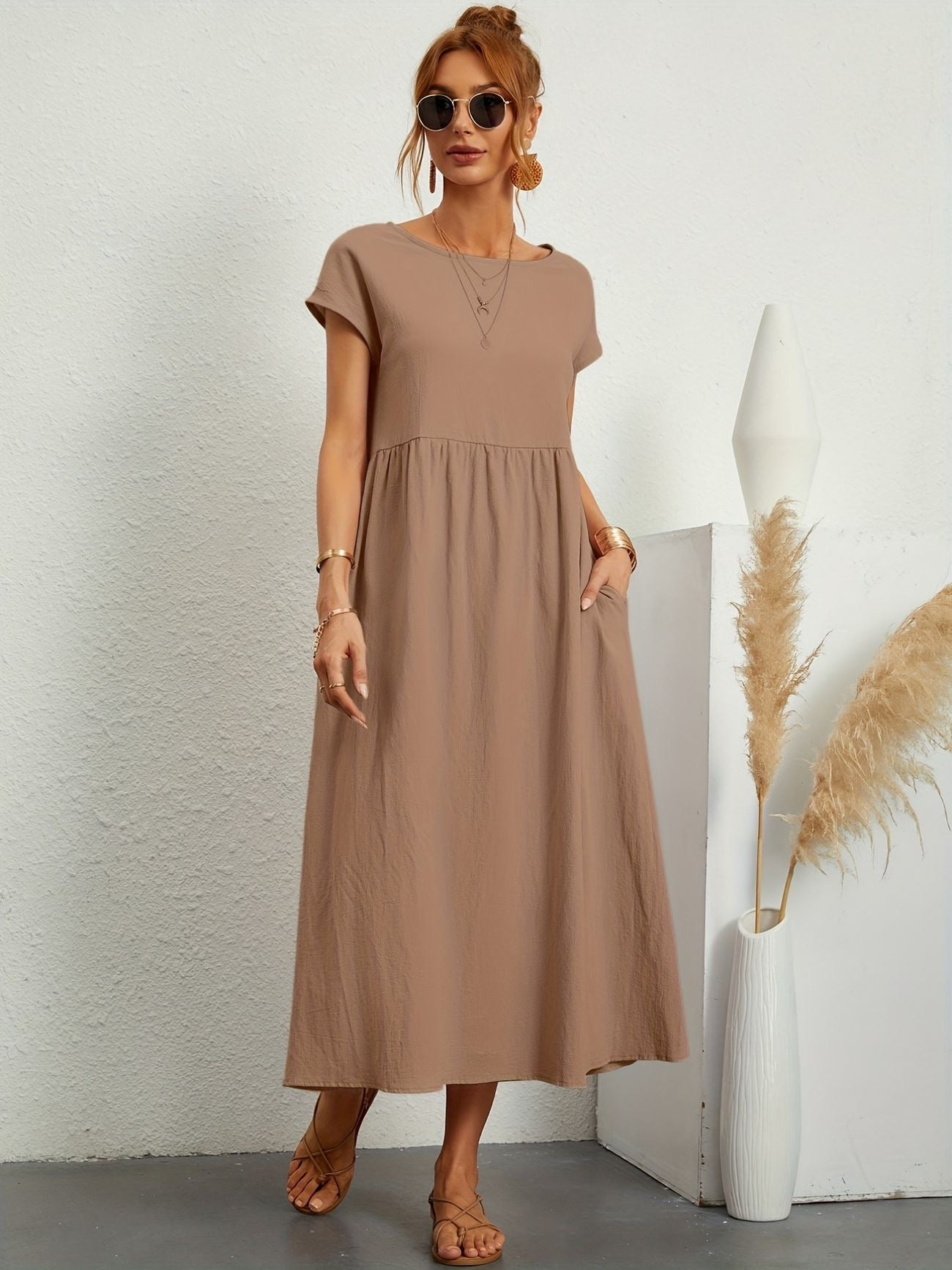 Clara | Women's Lightweight Dress with Short Sleeves and A-Line Cut