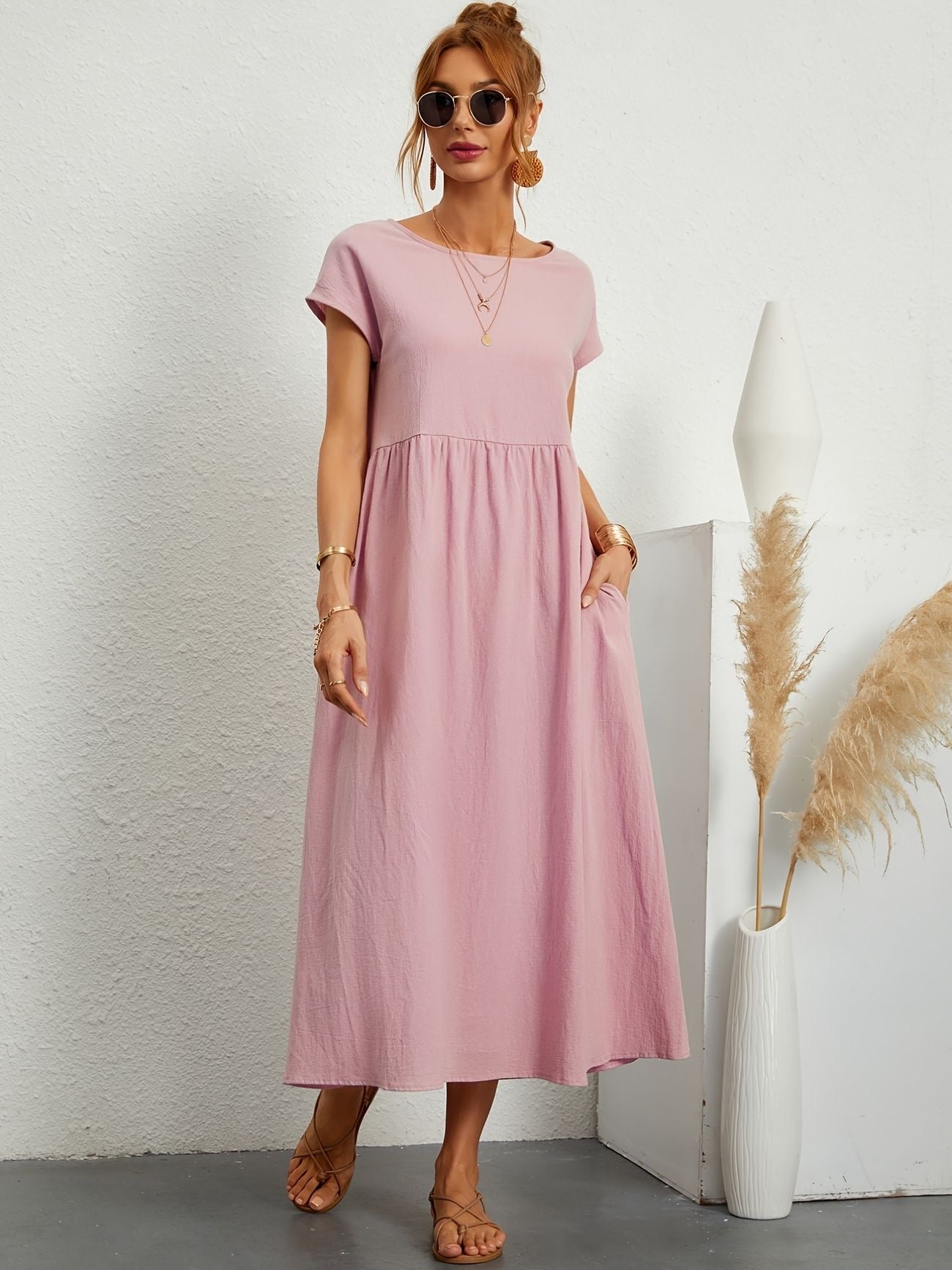 Clara | Women's Lightweight Dress with Short Sleeves and A-Line Cut