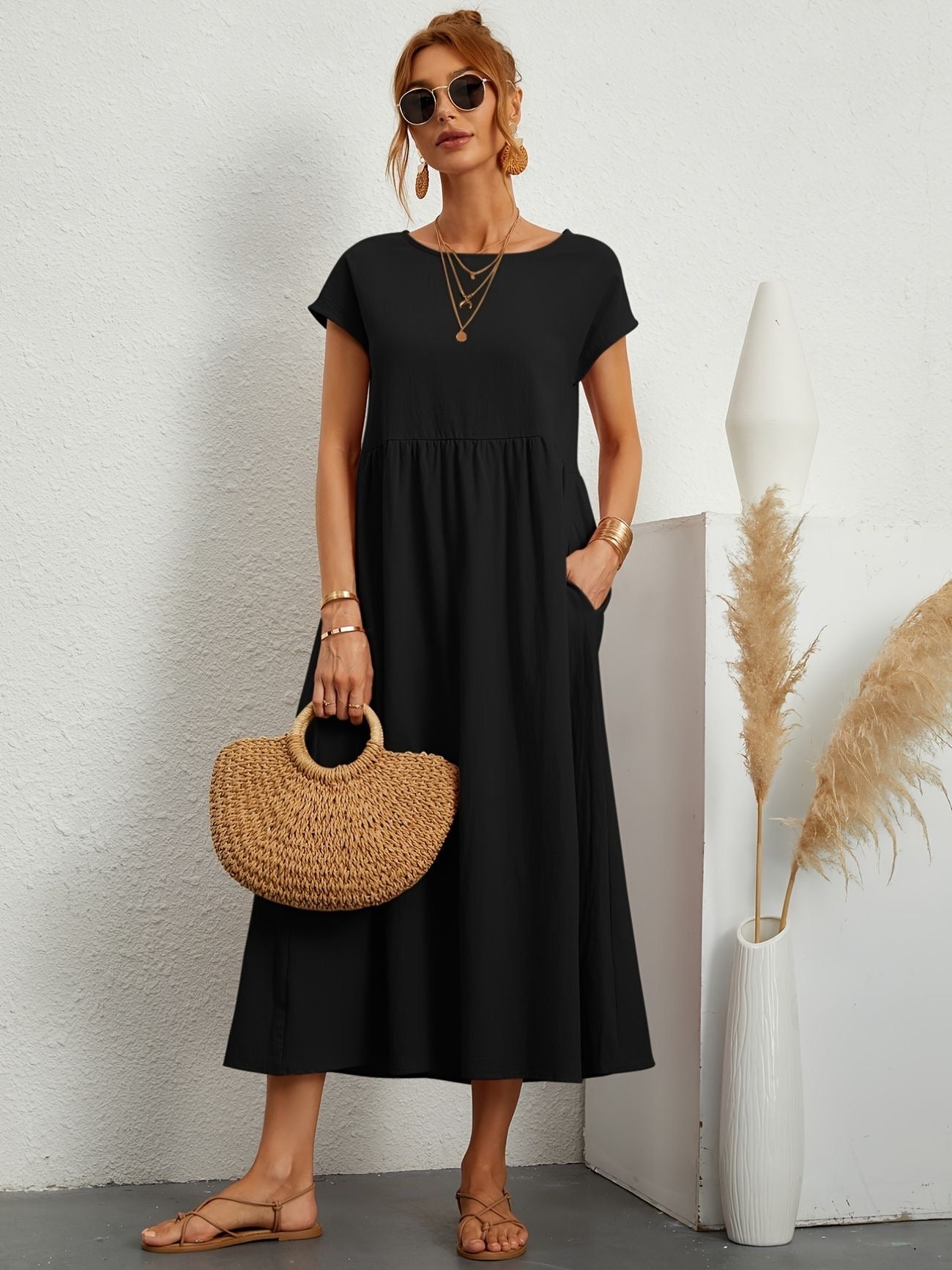 Clara | Women's Lightweight Dress with Short Sleeves and A-Line Cut