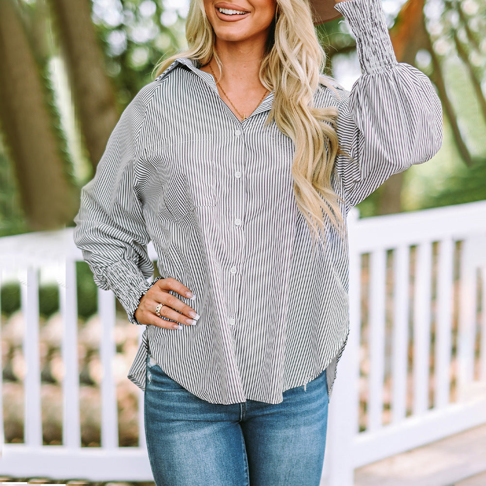 Hadley | Oversized Button-Down Shirt with Striped Pattern