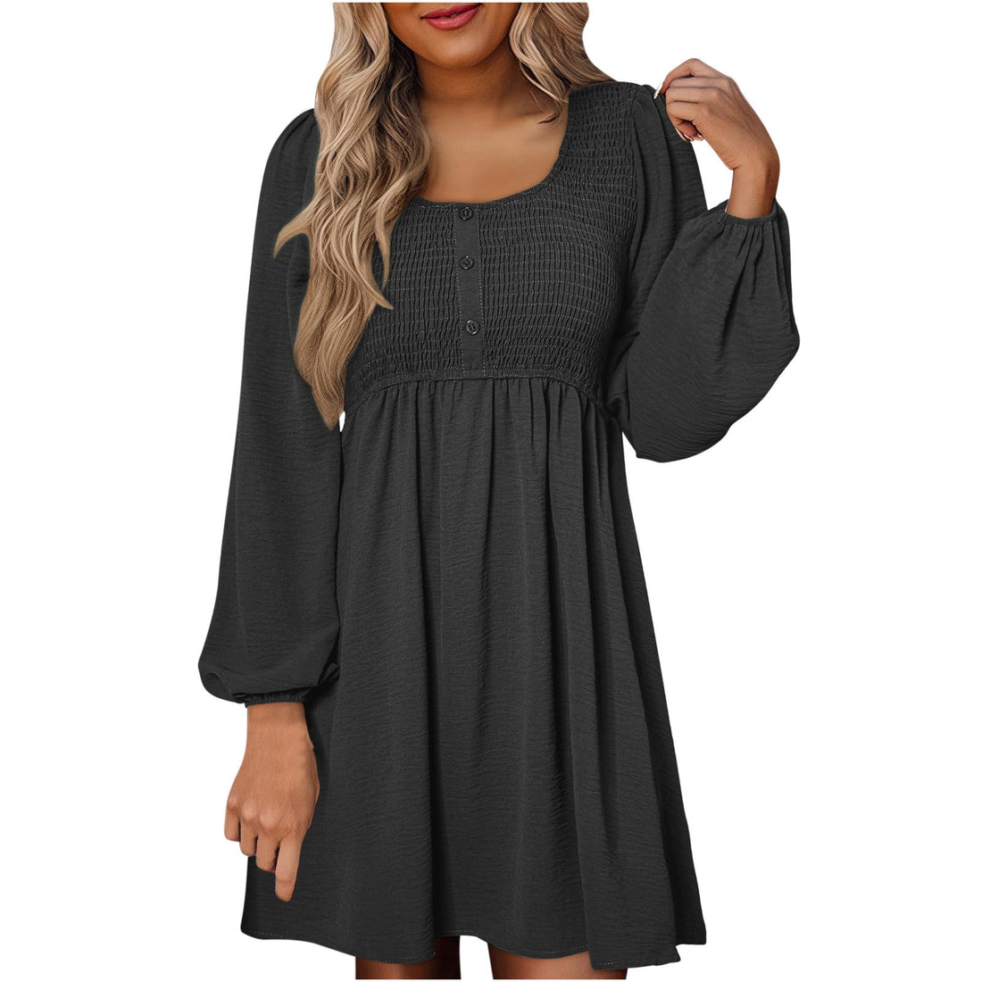 Autumn | Women's Smocked Empire Waist Long Sleeve Mini Dress