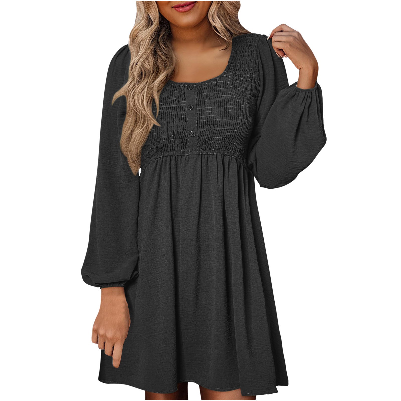 Autumn | Women's Smocked Empire Waist Long Sleeve Mini Dress
