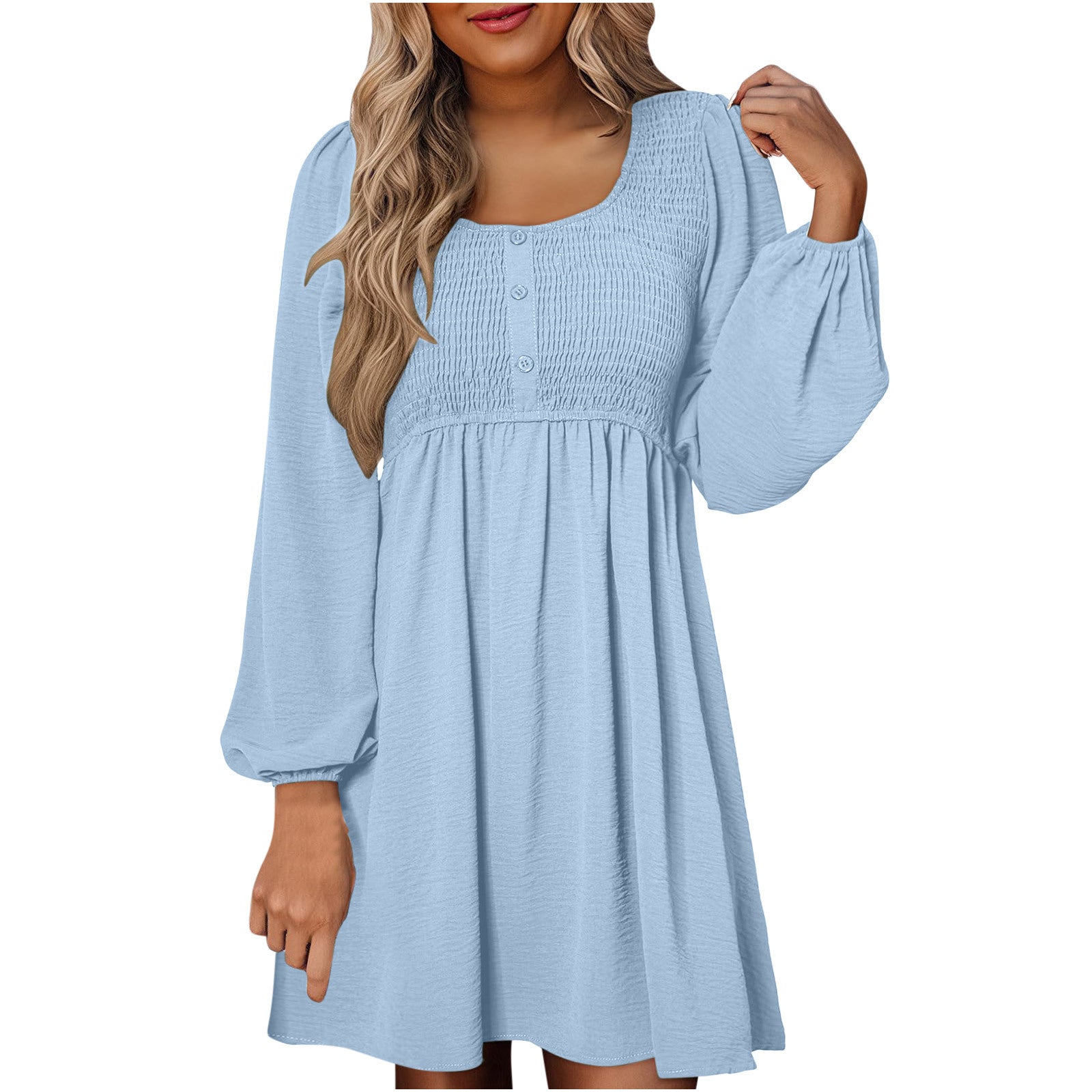 Autumn | Women's Smocked Empire Waist Long Sleeve Mini Dress