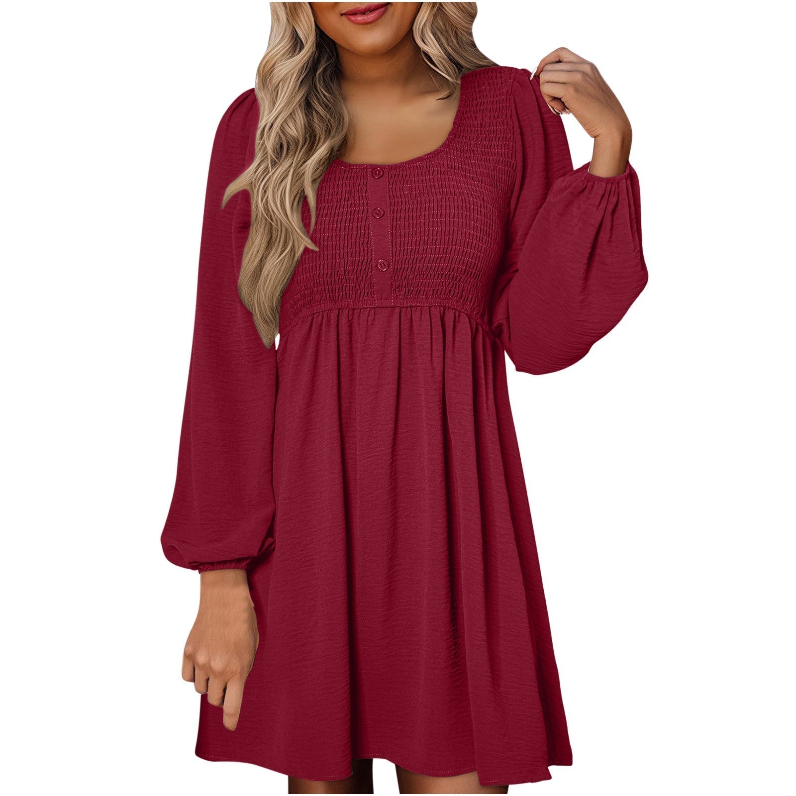 Autumn | Women's Smocked Empire Waist Long Sleeve Mini Dress