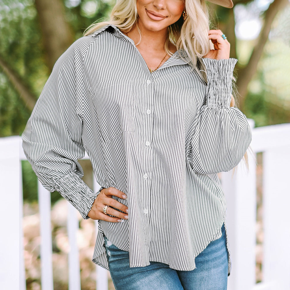 Hadley | Oversized Button-Down Shirt with Striped Pattern