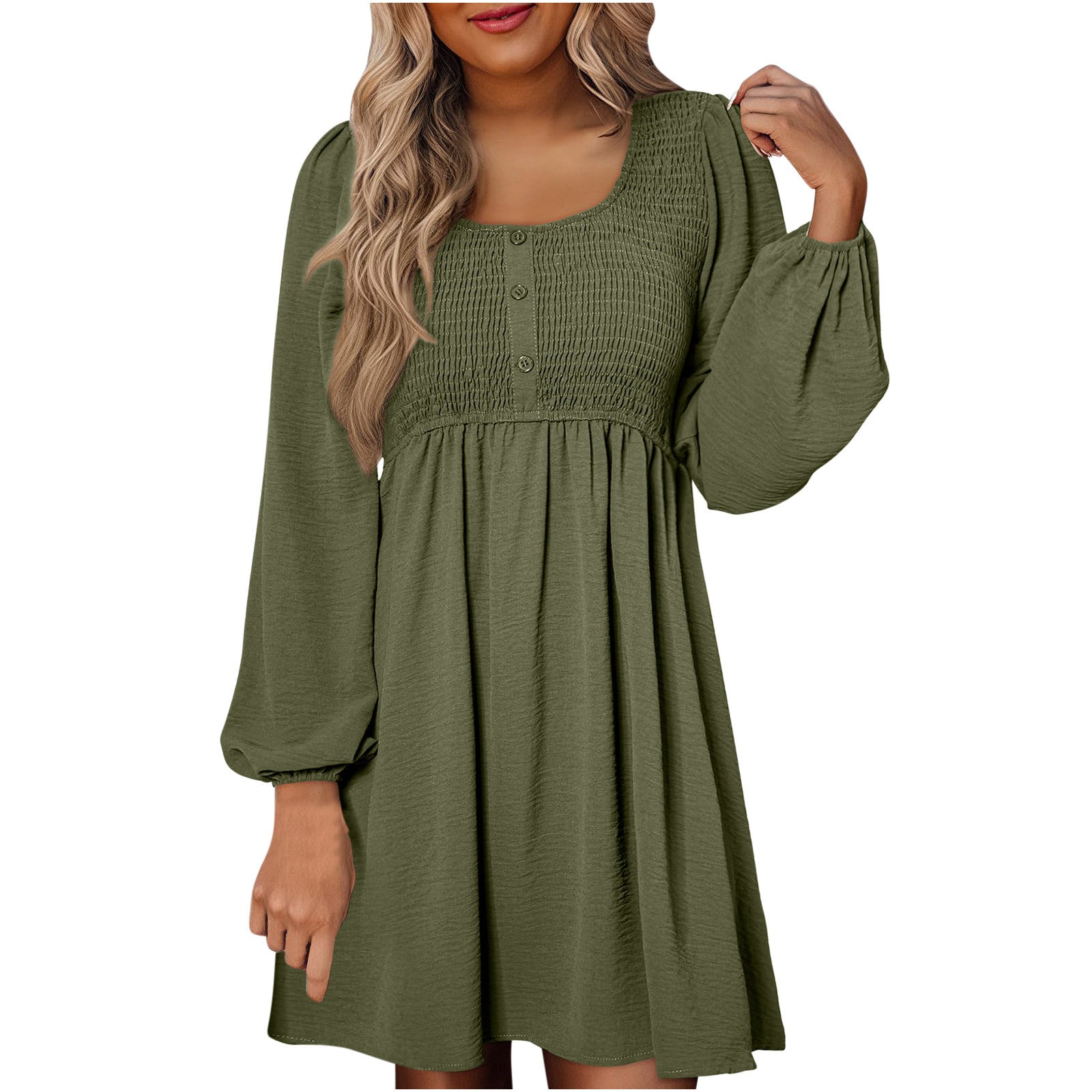 Autumn | Women's Smocked Empire Waist Long Sleeve Mini Dress
