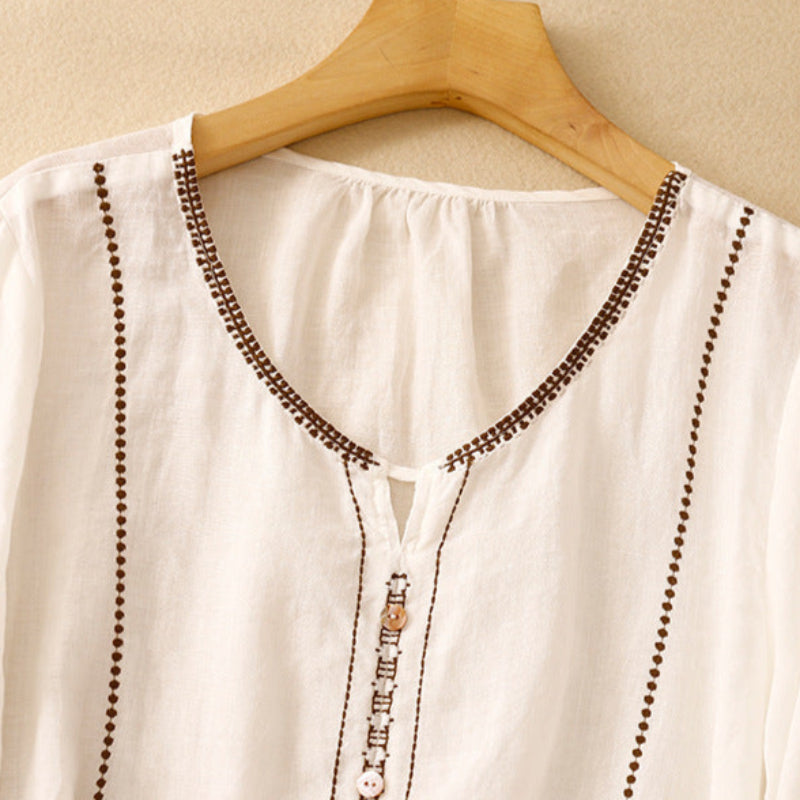 Adeline | Ruffle Sleeve Blouse with Pattern Design
