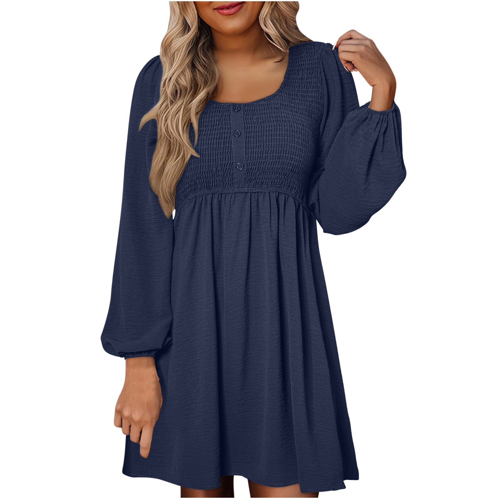 Autumn | Women's Smocked Empire Waist Long Sleeve Mini Dress
